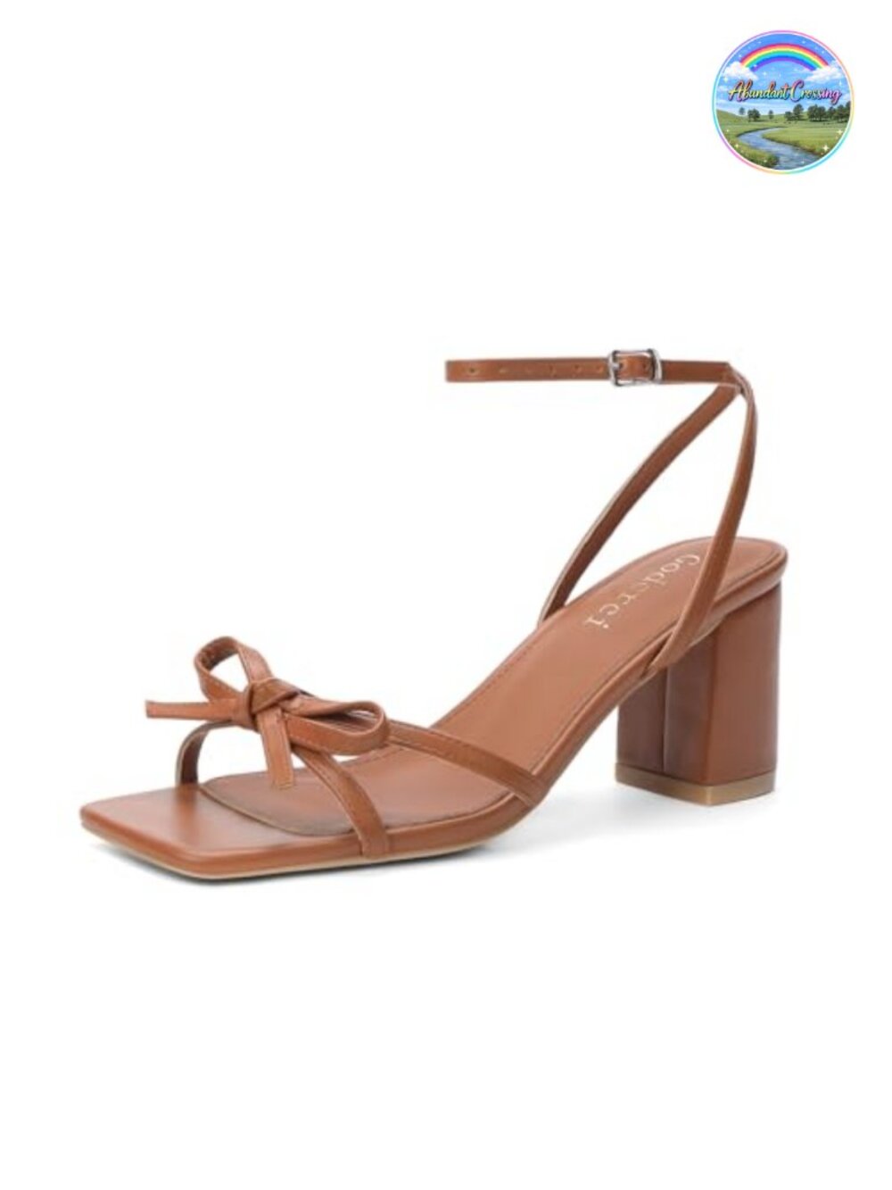 Women's Bow Strappy Block Heeled Sandals Square Toe Ankle Strap